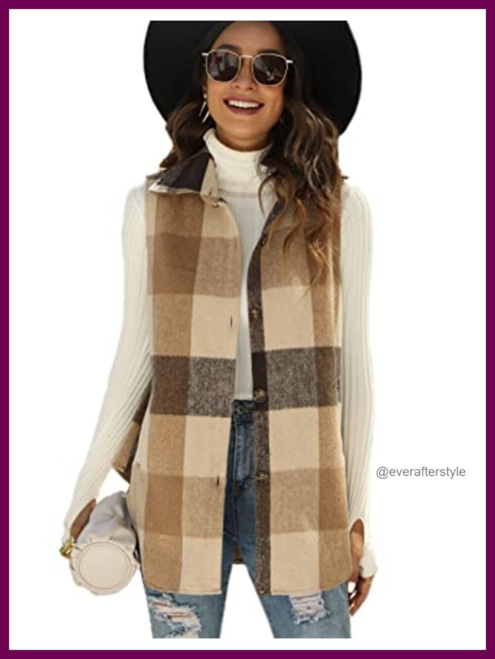 Plaid Flannel Sleeveless Shacket Vest Button Down Relaxed Fit Fall Layer